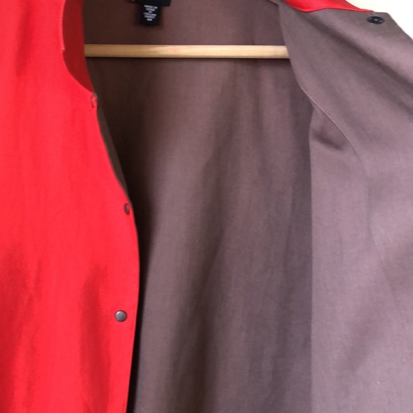 Eileen Fisher Red Trench Coat with Notched Lapels - Picture 9 of 12